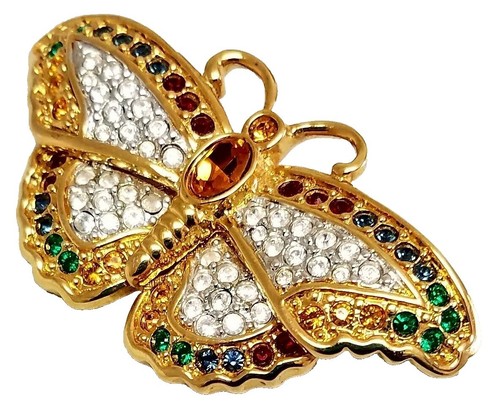 Daniel Swarovski Signed Sterling Silver Vermeil Crystal Dragonfly