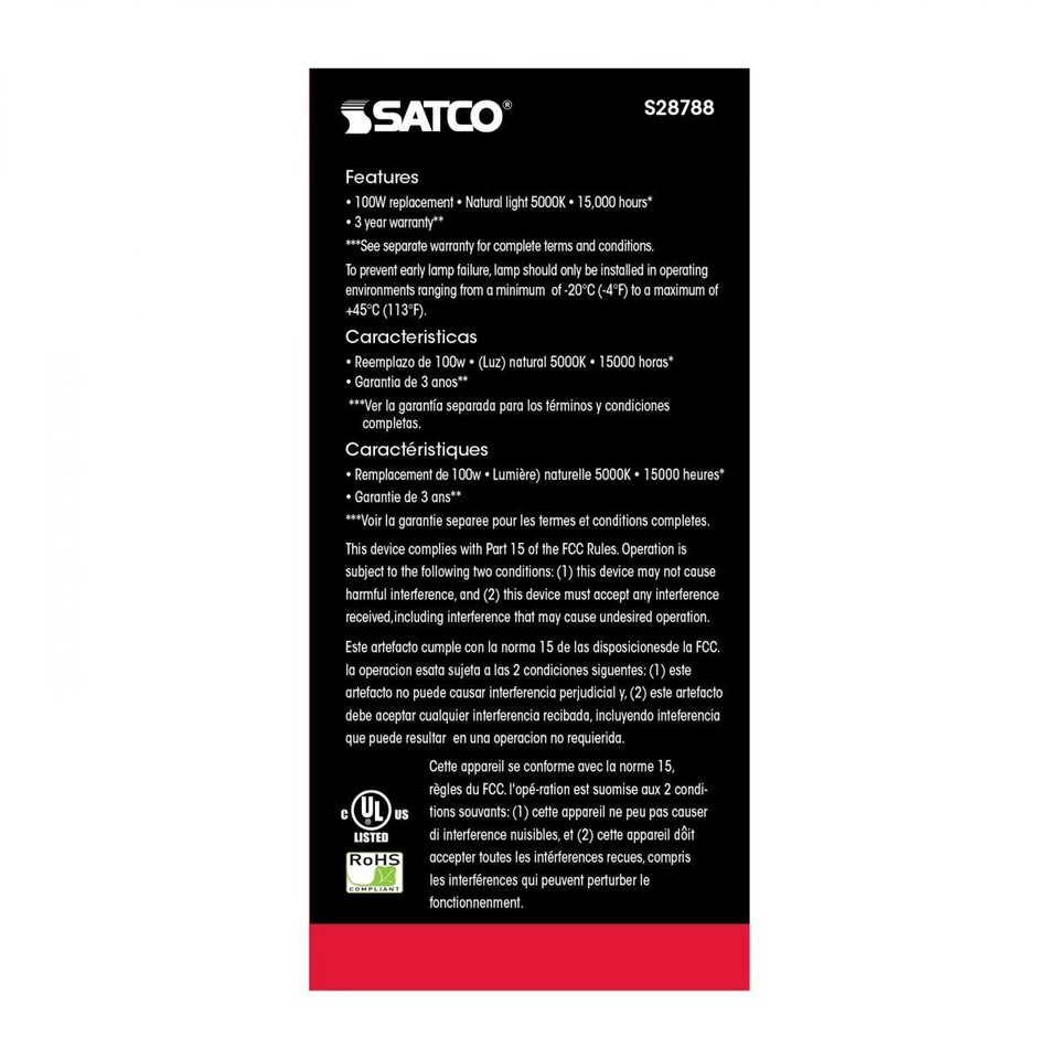 Satco S28788 - 15.5 Watt A19 LED Light Bulbs - 5000K - 120 Volts (6 Pack) - Image 3 of 4