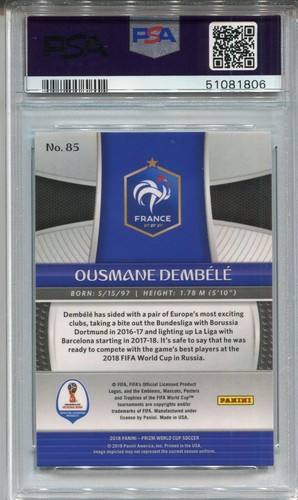 Panini 2018 World Cup Soccer Prizm #85 Ousmane Dembele PSA 10 - Picture 2 of 2