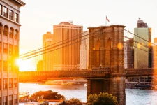 Sunset over Brooklyn Bridge New York City Photo Art Print Poster 18x12