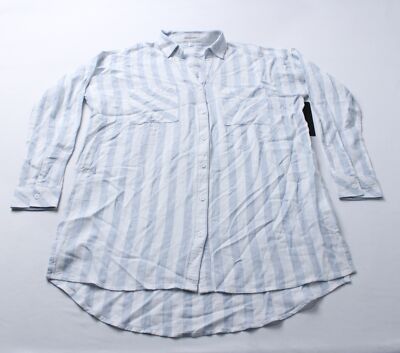 Thread & Supply Women's Long Sleeve Striped Button Down CG2 White/Blue Small NWT
