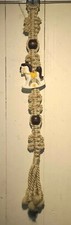 Boho Macrame Knotted Wall Hanging Decor Brown Beads Rocking Horse Vintage Decor