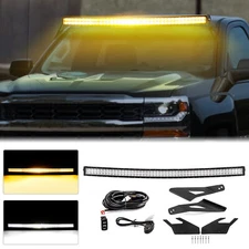 for 14-18 Silverado 1500 2500 3500 Amber/White Strobe 52'' Light Bar Roof Combo