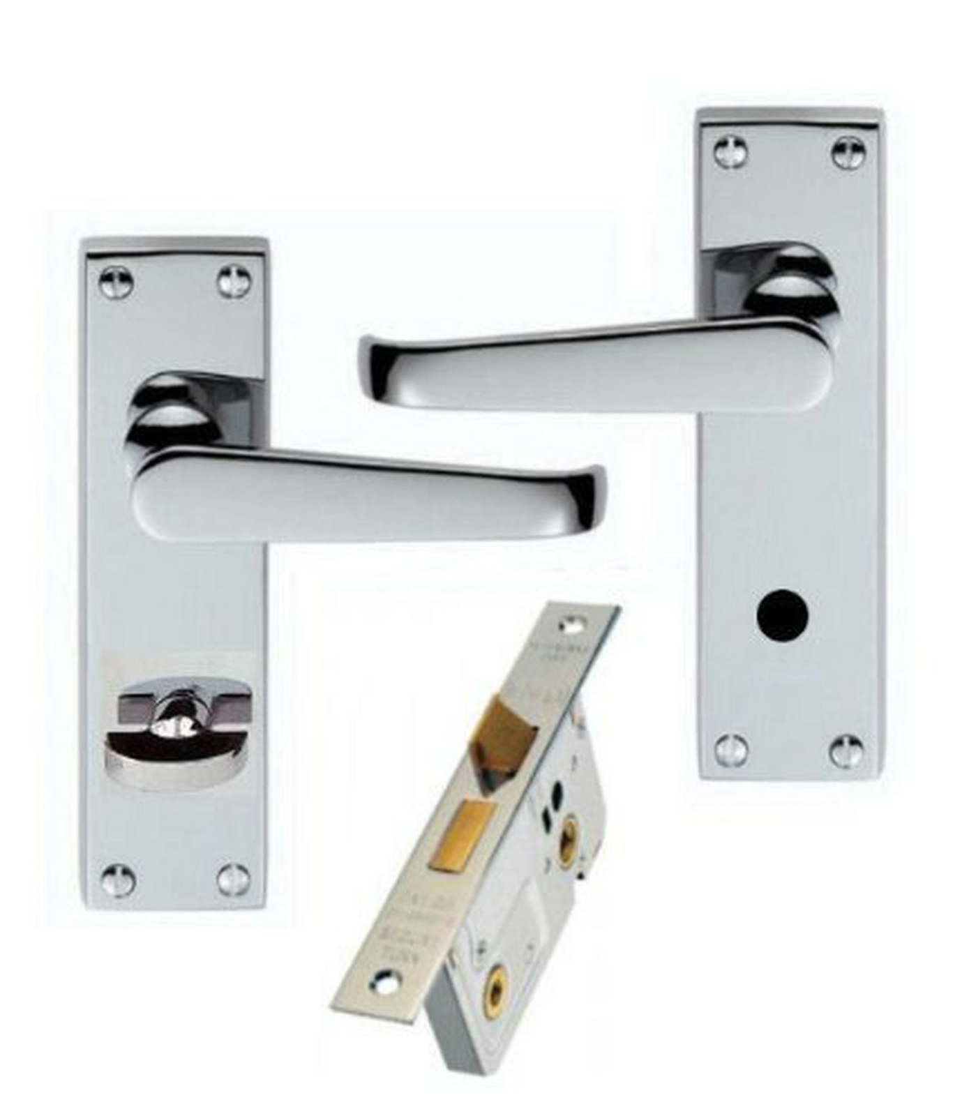 Victorian Straight Polished Chrome Bathroom Door Handles + 64mm ...