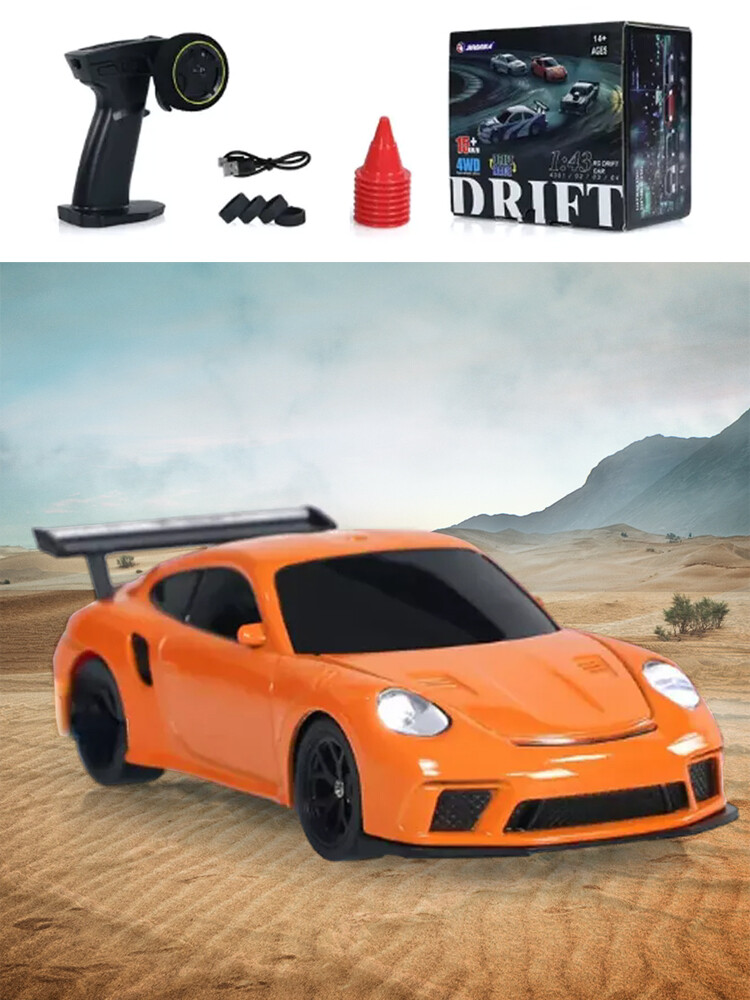 1/43 Remote Control 4WD RC Mini Drift Race Car Gyro Toy Traffic Cones Model NeGH