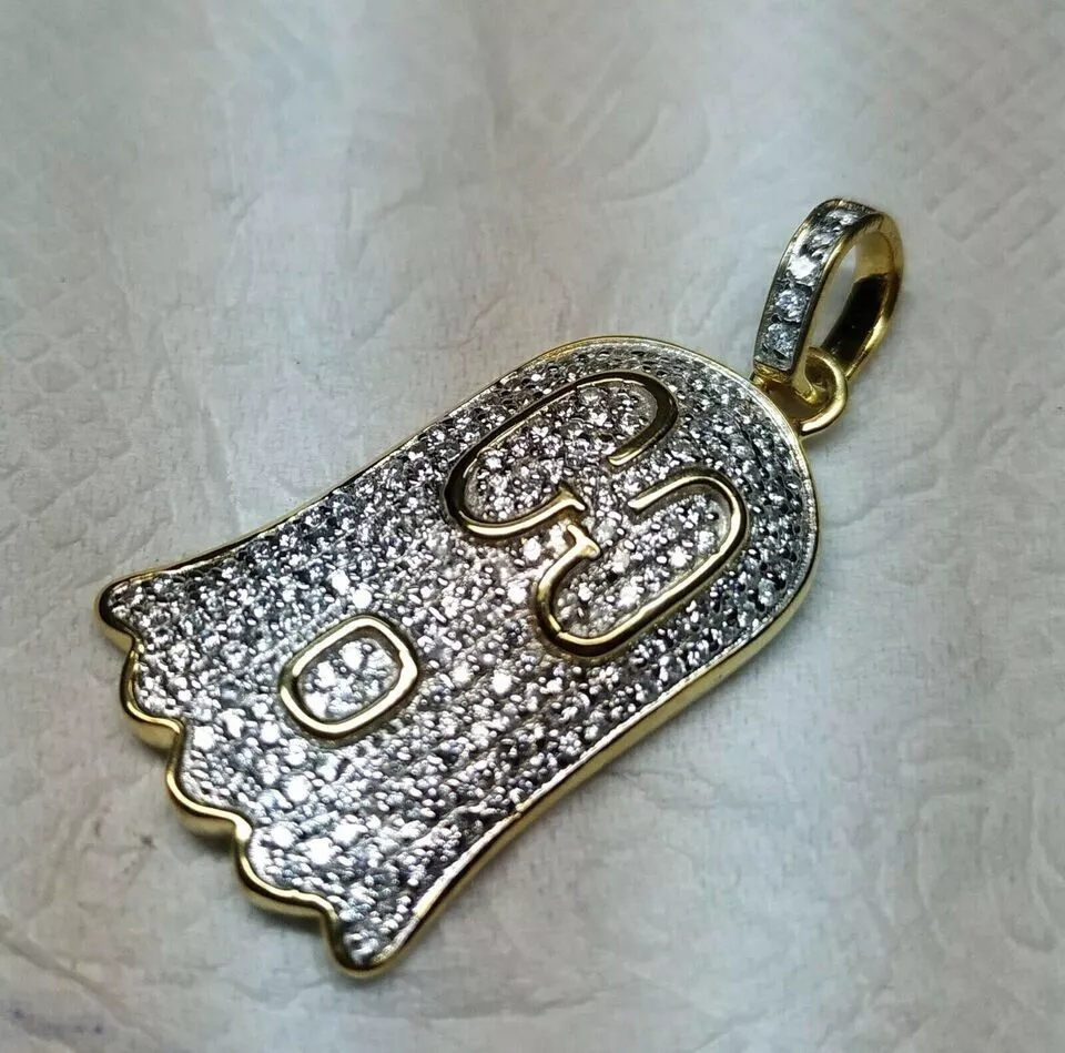 Pendentif fantôme Gucci diamant taille ronde or jaune 14 carats plus de 2,00 ct cadeau
