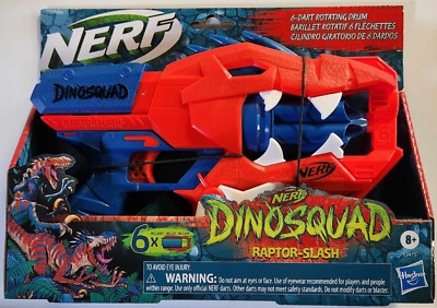 Nerf DinoSquad Raptor-Slash Dart Blaster, 6-Dart Rotating Drum, NEW