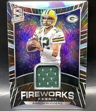 2020 Spectra Fireworks Fabric Aaron Rodgers Jersey Patch Hyper Prizm /50 Packers