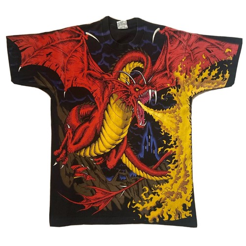 Vintage 1993 Liquid Blue T-Shirt Dragon 