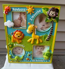 Fisher Price Jungle Animals Large Baby Picture Frame Milestone Capture Memories