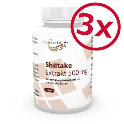 Pack de 3 Shiitake 500mg 300 Capsules Vita World Pharmacie en Allemagne Fungus