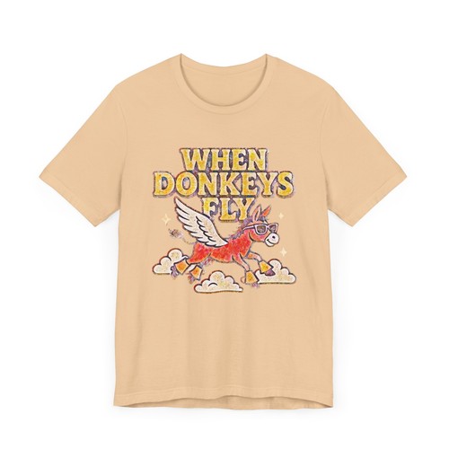 Whimsical Donkey Tee, Unisex Shirt, When Donkey's Fly Fun Graphic T-Shirt - Picture 20 of 49