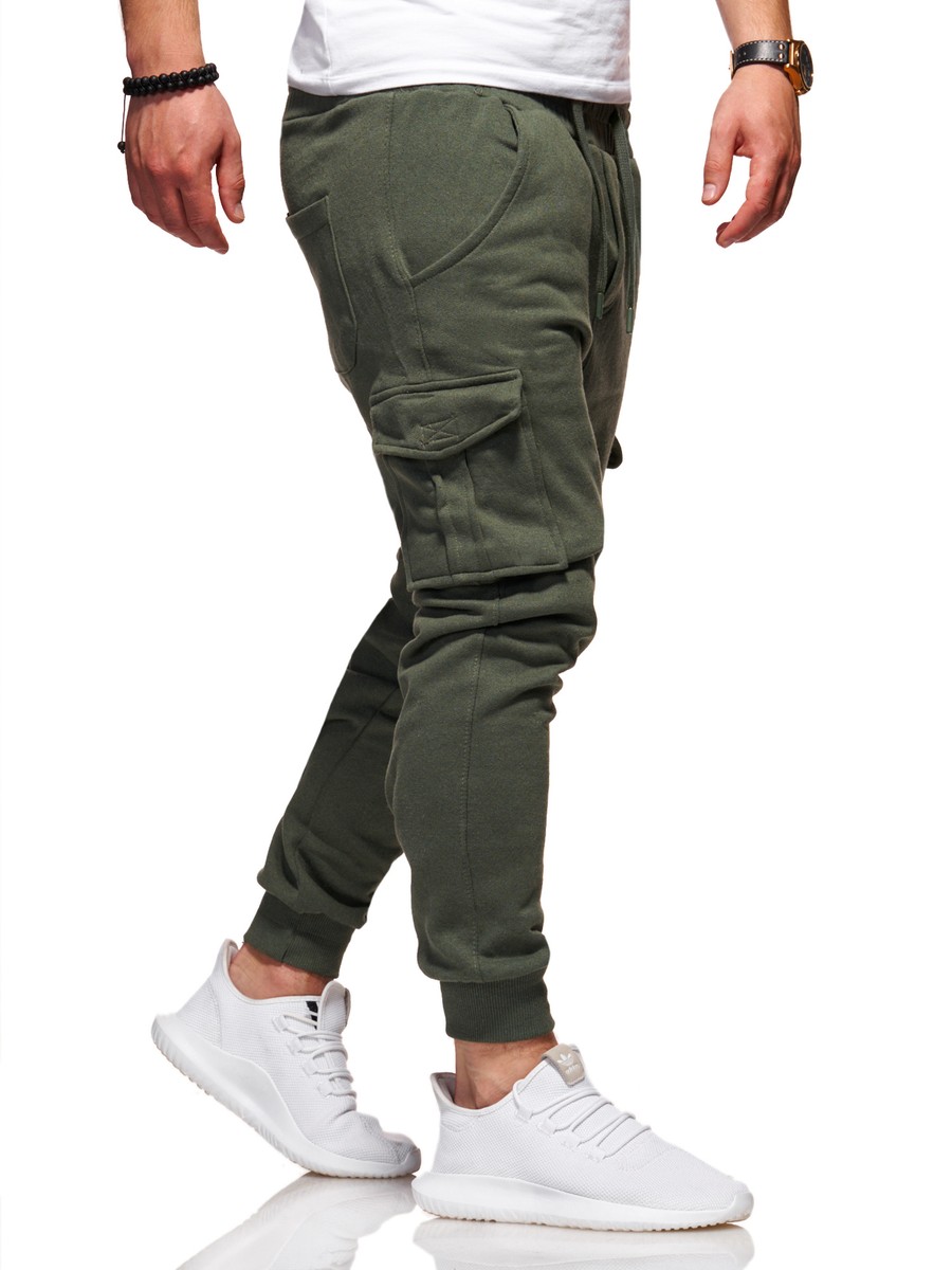 Behype. Pantaloni Lunghi Cargo Uomo – Jogging Sportivi Con Tasche, Modello 60-0013