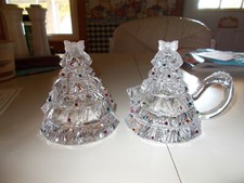 Lenox Collections Crystal Christmas Tree Sugar and Creamer with Crystal Gems