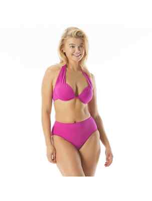 New Coco Contours Halter Underwire Push Up Bikini Top Purple Size 16/40C