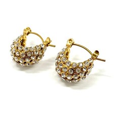 Elegant Chic Rhinestone Half Hoop Earrings 18k Gold Plated Stainless Steel Gift