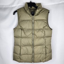Vintage GAP Vest Womens M Medium Light Brown Down Feather Fill Puffer Warm