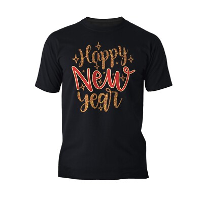 Neujahr Happy New Year Sterne Glitzer Glitzer Party Abend Feier Herren T-Shirt