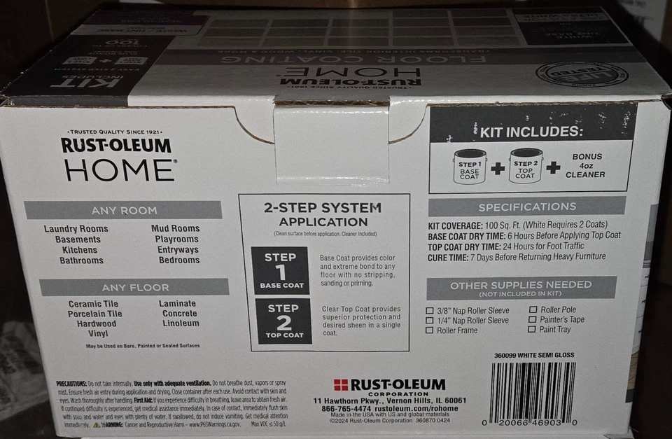 Rust-Oleum Home 1 qt. Ultra White Interior Floor Base Semi-Gloss Clear Coating K - Image 2 of 4