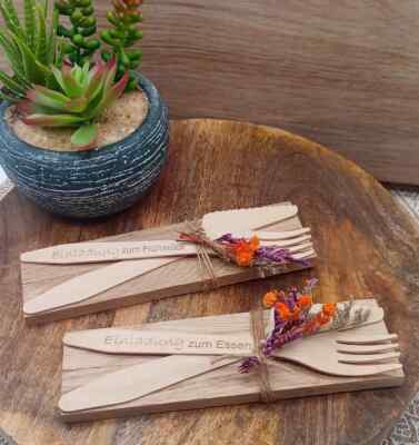 Einladung zum Essen, Gutscheinverpackung aus Holz