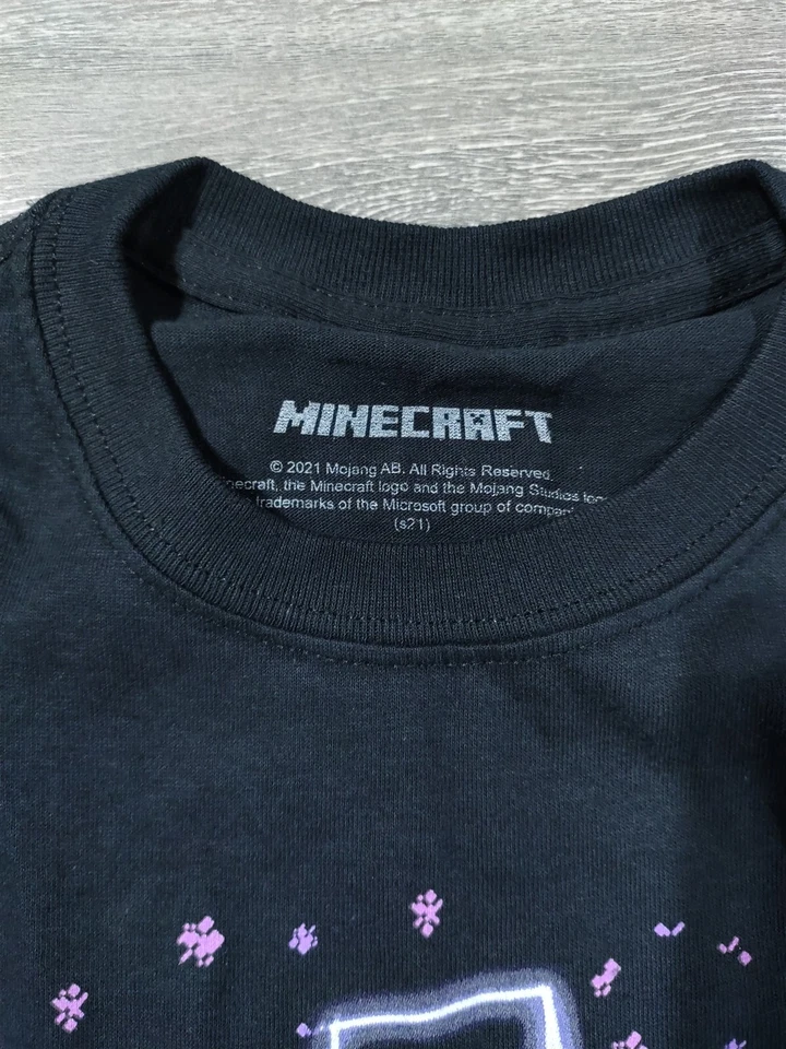 Camiseta masculina média 10-12 Minecraft Enderman Halloween brilho no escuro - Imagem 3 de 4
