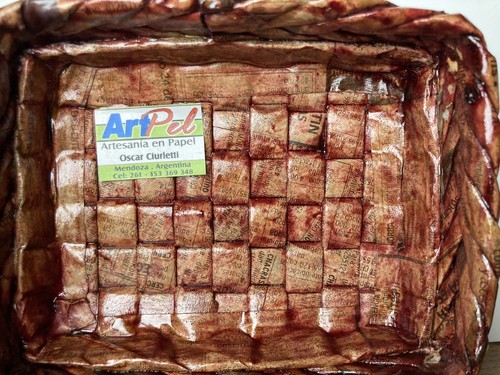 Woven Newspaper Trinket Box Paper art pel Argentina By Oscar Ciurletti - Picture 5 of 6