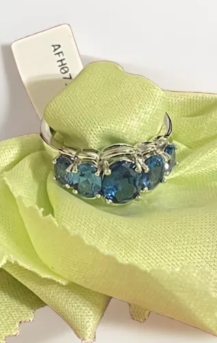 JTV Blue Lab Created Spinel Rhodium Over Sterling Silver Ring 3.93ctw Size 10