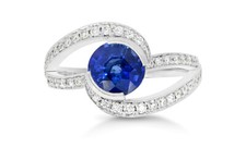 2.30 CT Round Cut Blue Sapphire  White CZ Women's Engagement Ring In 925 Silver