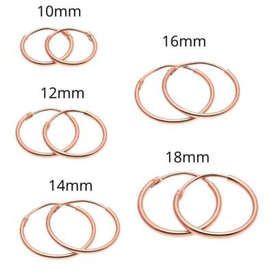 5er Set! 925 Sterling Silber vergoldet runde endlose dünne Creolen