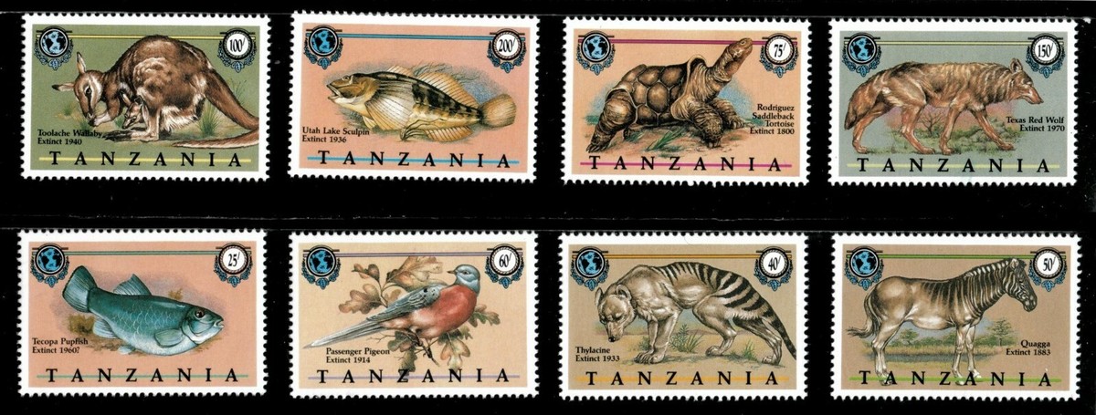 Tanzania 1990 - Extinct Animals, Wildlife - Set of 8 Stamps