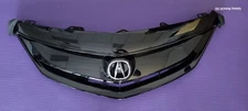 Fit ACURA ILX / HYBRID 16 17 18 GLOSSY BLACK Grill Grille w/Molding W/EMBLEM