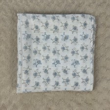 Ideal Baby by Aden  Anais Blue Monkey Baby Swaddle Blanket White Gray