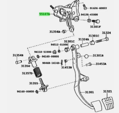 Toyota Genuine JZX100 Chaser Clutch and Manual Brake Pedal Assy