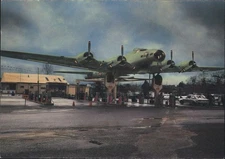 Aircraft BOMBER GAS B-17 Over Station Kelly Povo Vintage Postcard PC