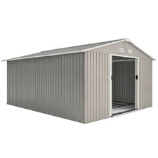 Outsunny 13 x 11ft Garden Shed Storage with Foundation Kit & Vents Light Grey