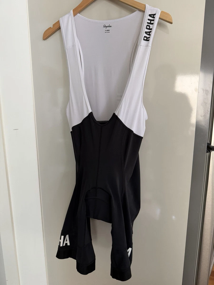 Rapha Pro Team womens Cycling Bib Shorts XL Black White Padded like new