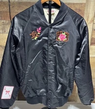 Vintage Harley Jacket Large Hartwell Satin Embroidered Rose And Lady Harley