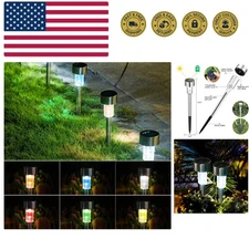 Solar Garden Lights Outdoor, 6 Color 12 Pack Stainless Steel Led Pathway Ligh...