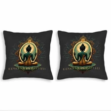 Set of 2 Decorative Throw Pillow Covers 18x18in - Meditative Figure