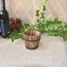 Retro Wooden Flower Pot for Home Decoration - Small Carbonized Wood Bucket