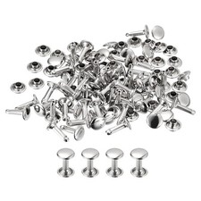 100 Sets Leather Rivets 8mm Double Cap Rivets 12mm Height Studs Silver