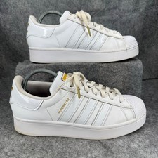 Adidas Superstar Zapatos de Cuero Audaz FV3334 Blanco Dorado Logo Mujer Talla 10 644