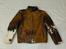 Men's Western Cowhide Jacket with Real Hair-on Pony Skin And Cow Print Jacket