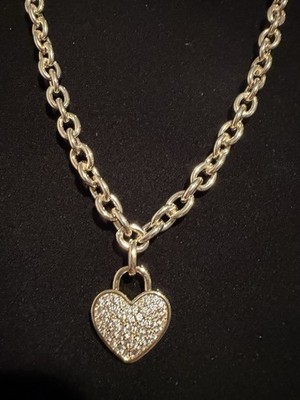 14K Gold Plated Cz Heart pendant Necklace