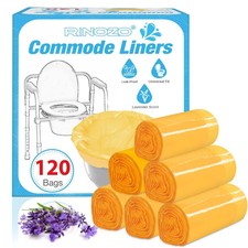 Commode Liners for Bedside Portable Toilet Chair Bucket 120 Count Lavender Sc...