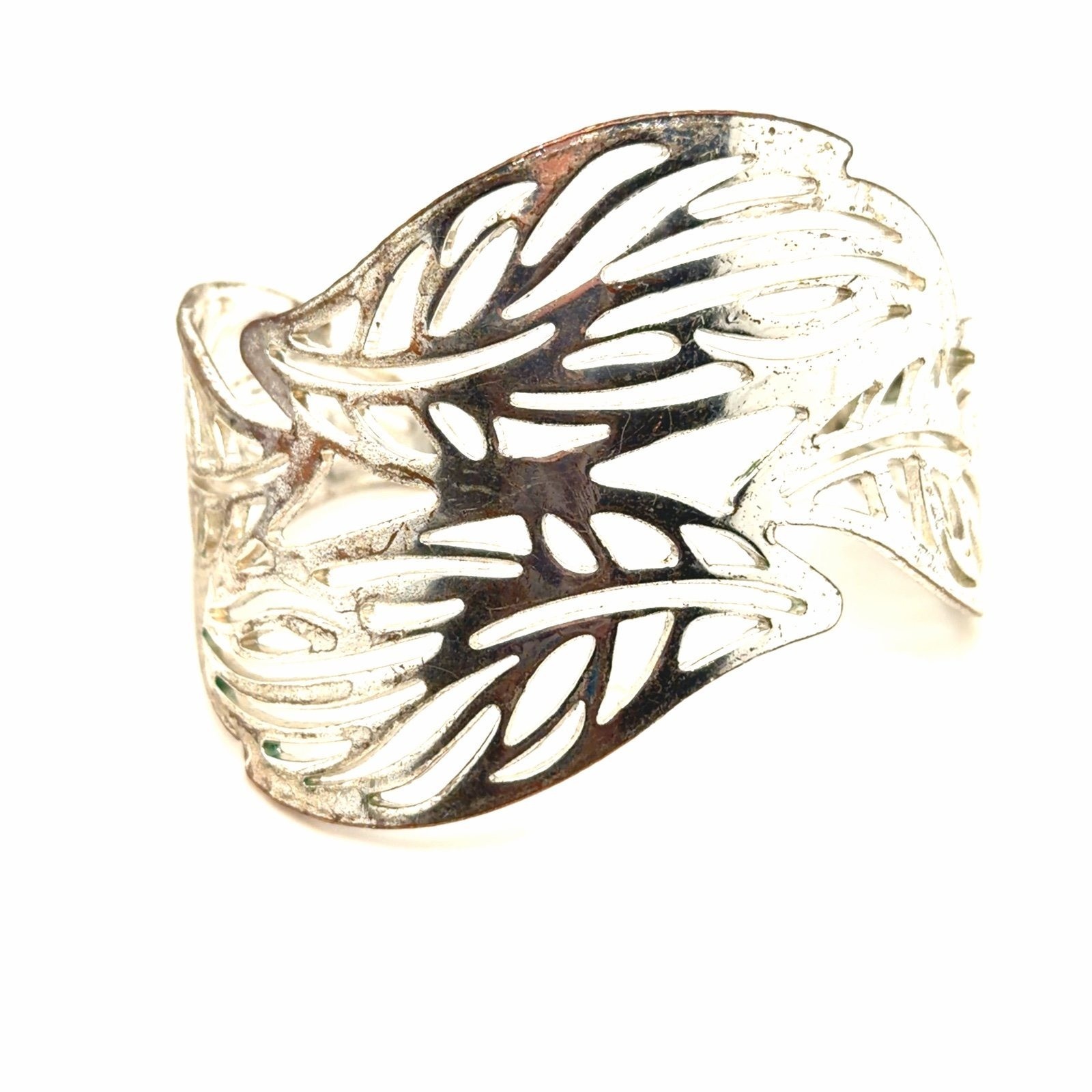 Silver Tone Leaf Cuff - image 1