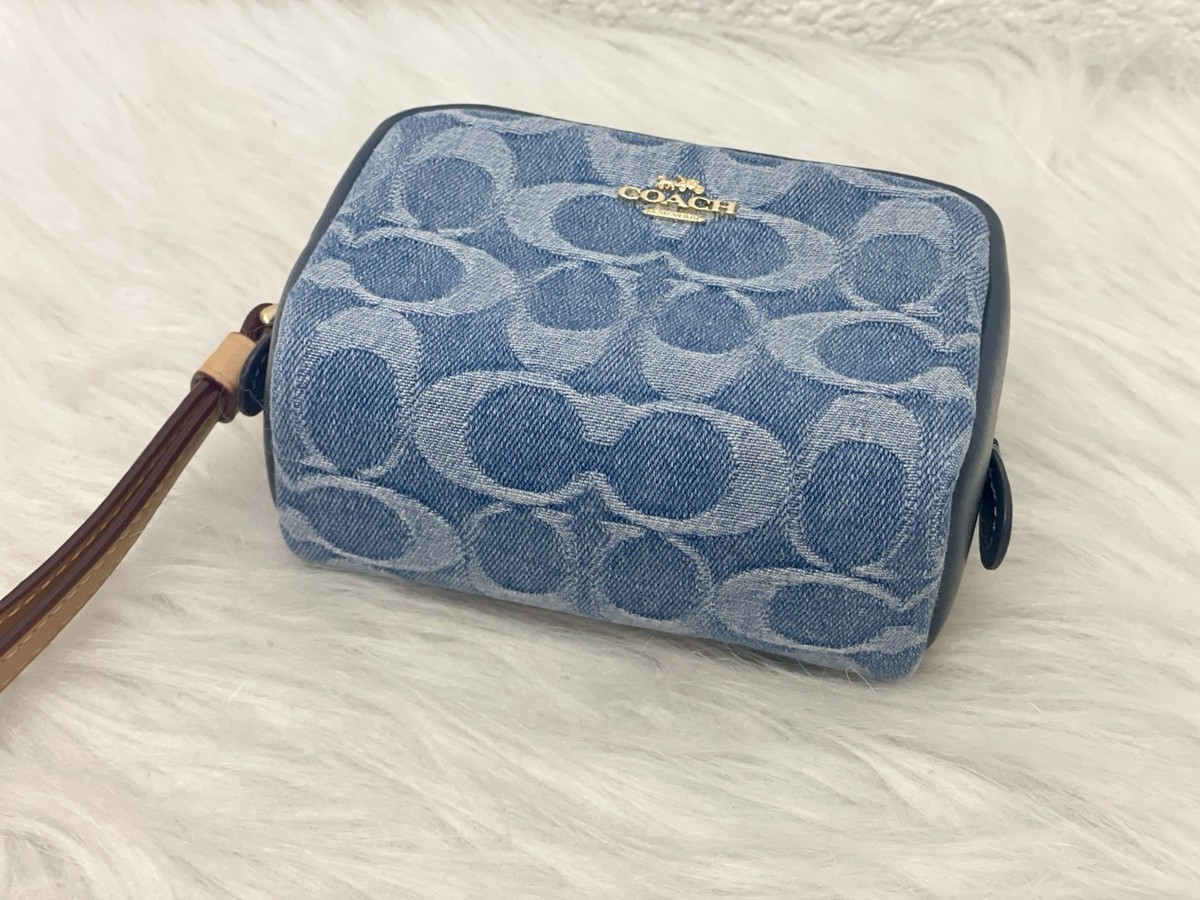 NWT Coach Pouch Wristlet In Signature Denim CDF02 | eBay