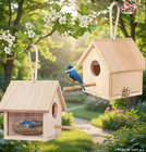 TIMBER HANGING OUTDOOR BIRDHOUSE WILD BIRD NESTING BOX BIRD HOUSE GARDEN DECO