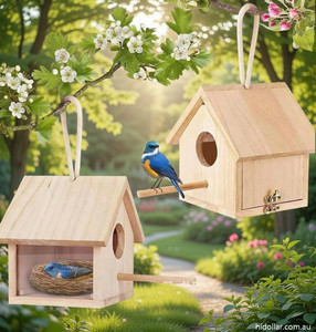 TIMBER HANGING OUTDOOR BIRDHOUSE WILD BIRD NESTING BOX BIRD HOUSE GARDEN DECO