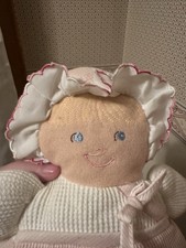 Eden Cloth Baby Doll Lovey Thermal Pink Blue Eyes 11" Waffle